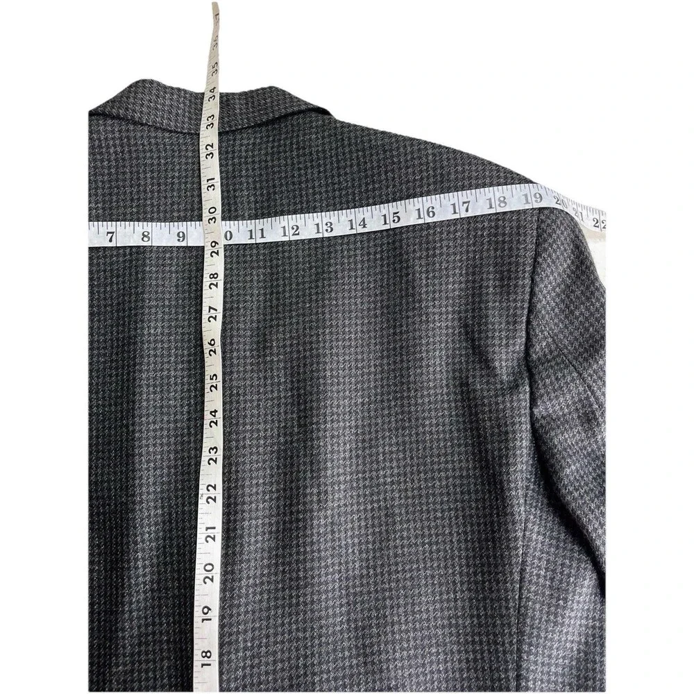 Ralph Lauren Chaps Blazer Jacket Men 40L Houndstooths 100% Pure Wool Sport Coat